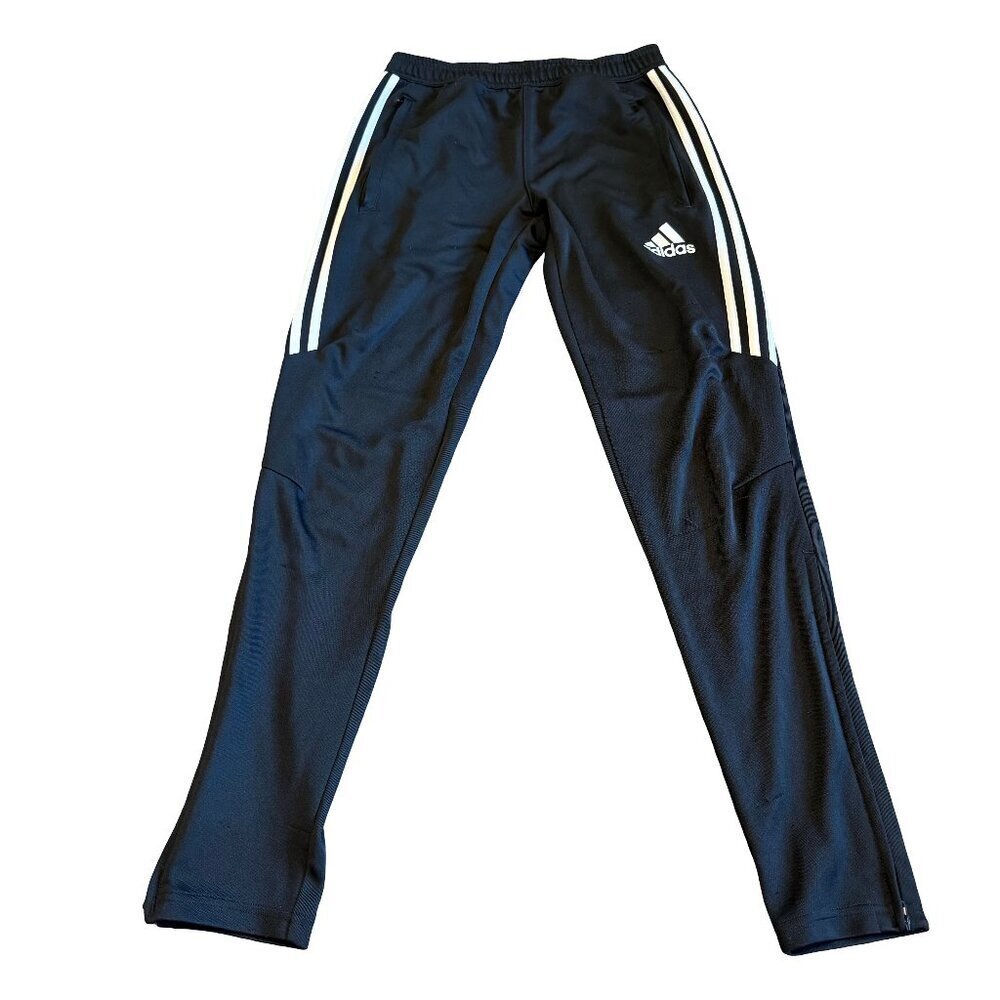 Adidas Climacool Black Fitted Track Pants Three Stripe Athletic Casual Sz Small